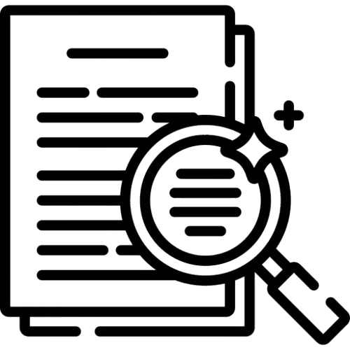 RIDC document and magnifying glass icon for analysis.